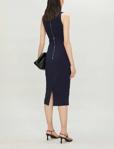 Shop Ted Baker Sleeveless Stretch-woven Midi Dress In Navy