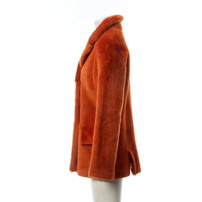 Pre-owned Gucci Orange Shearling Coat