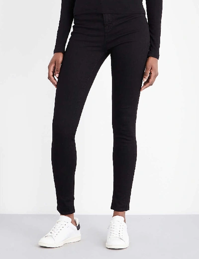 Shop J Brand Ladies Black Cotton Vanity Maria Skinny High-rise Jeans, Size: 23