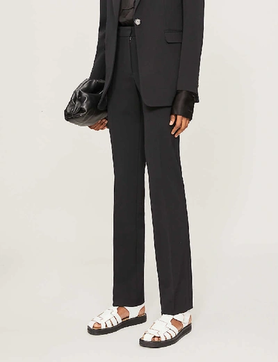 Shop Joseph Cole Mid-rise Wool-toile Trousers In Black