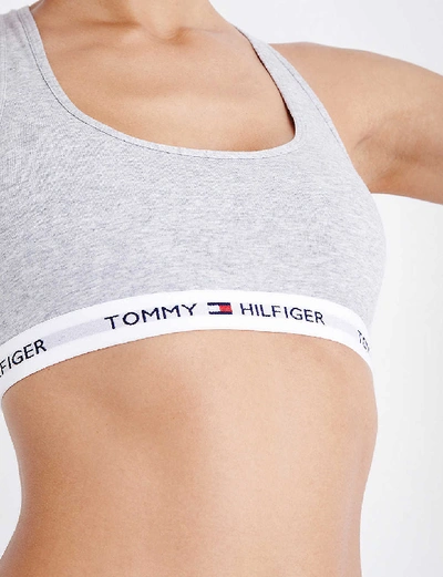 Shop Tommy Hilfiger Iconic Stretch-cotton Bralette In Grey Heather