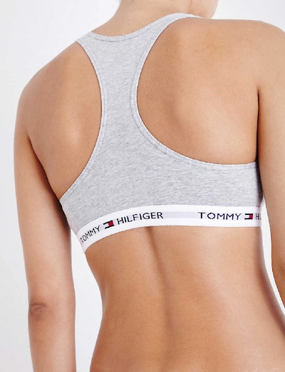 Shop Tommy Hilfiger Iconic Stretch-cotton Bralette In Grey Heather