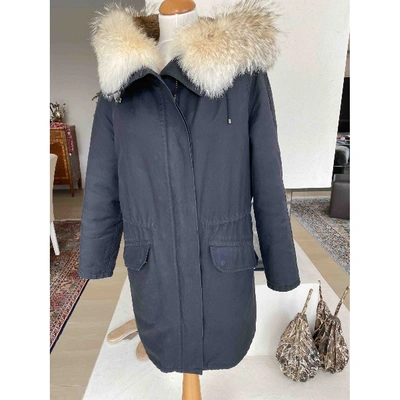 Pre-owned Yves Salomon Navy Rabbit Coat