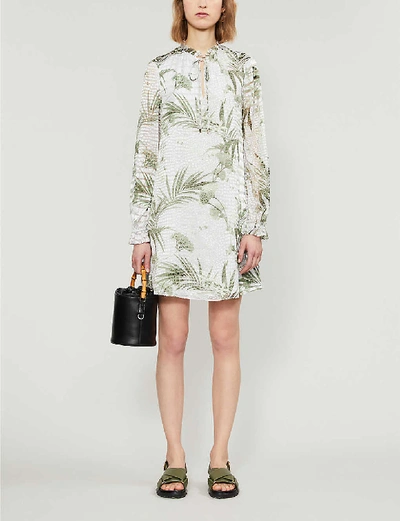Shop Ted Baker Floral-print Devoré Mini Dress In Grey