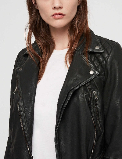 Allsaints Conroy Quilted Leather Biker Jacket In Black/grey | ModeSens