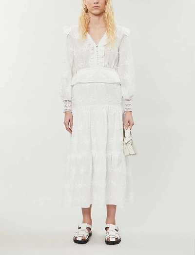 Maje Roxana Lace Embroidered Midi Dress In Ecru | ModeSens
