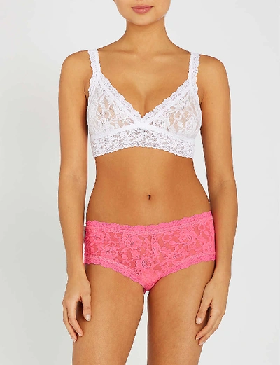 Shop Hanky Panky Signature Stretch-lace Boyshort Briefs In 61r+flamboyant+pink