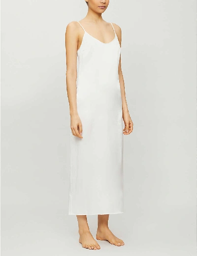 Shop La Perla Long Silk Slip Nightgown In Natural
