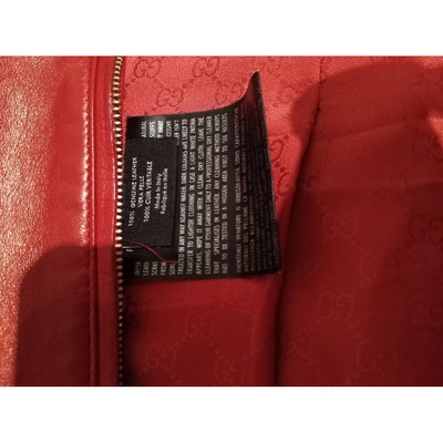 Pre-owned Gucci Leather Biker Jacket In Red