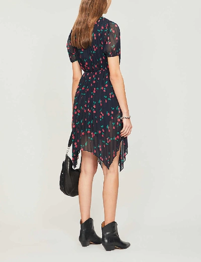 Shop The Kooples Cherry-print Pleated Crepe Midi Dress