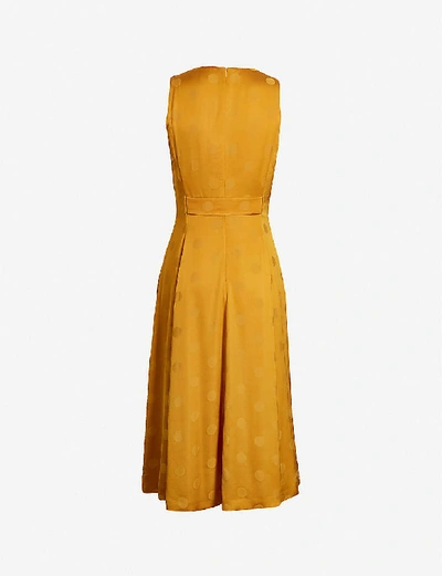 Shop Ted Baker Womens Yellow Innabel Polka-dot Satin-crepe Midi Dress 8