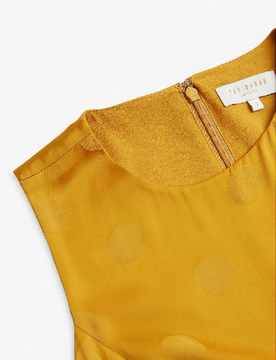 Shop Ted Baker Womens Yellow Innabel Polka-dot Satin-crepe Midi Dress 8