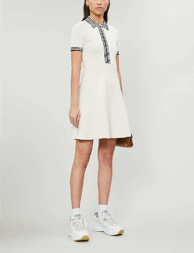 Shop Sandro Paulzy Stretch-knit Mini Dress In Ecru