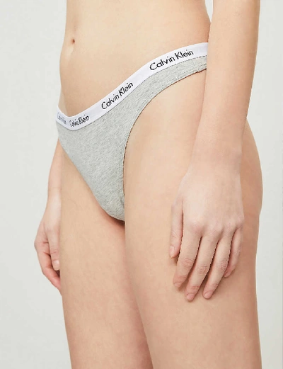 Shop Calvin Klein Women's 020 Grey Heather Carousel Stretch-cotton Jersey Thong
