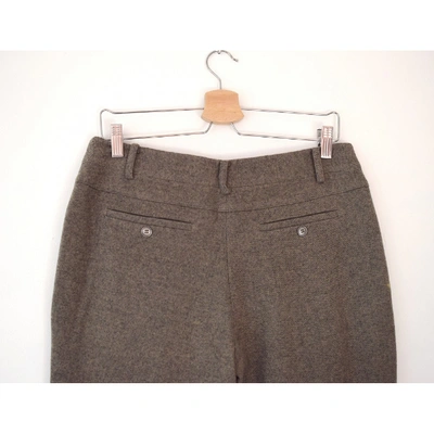 Pre-owned Maje Khaki Wool Trousers