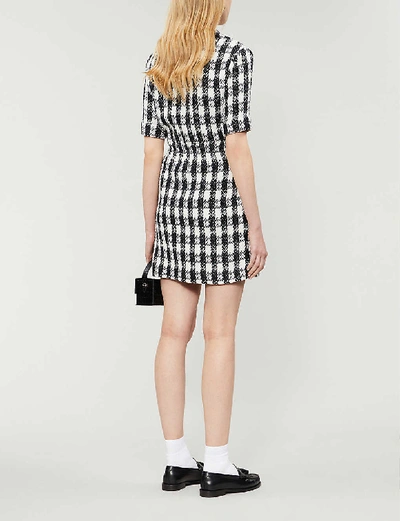 Shop Maje Ricky Bouclé Mini Dress In Black+++white