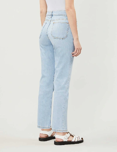 Shop Sandro Womens Bleached Denim Straight-leg High-rise Jeans 10
