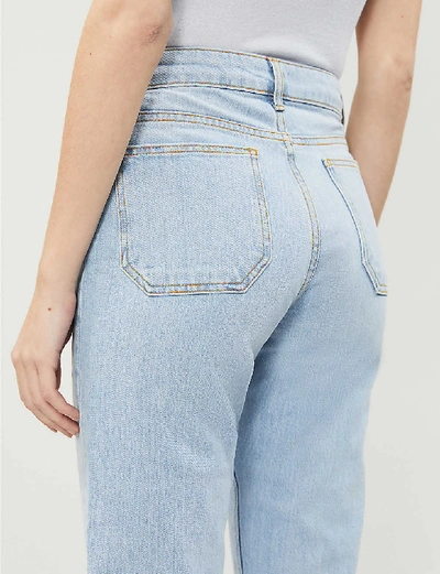 Shop Sandro Womens Bleached Denim Straight-leg High-rise Jeans 10