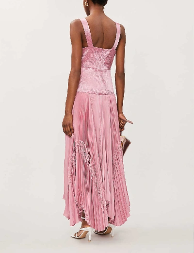 Shop Alexis Bellona Asymmetric Satin Maxi Dress In Violet