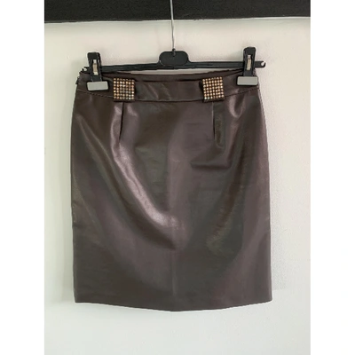 Pre-owned Hugo Boss Leather Mid-length Skirt In Brown