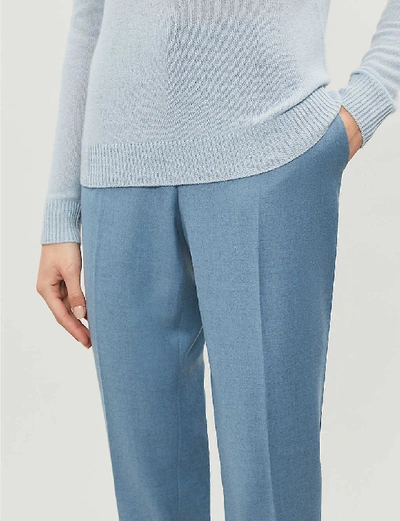 Shop Theory Straight Cropped Wool Trousers In Pale Capri Melange Yrr