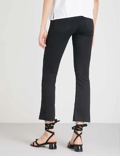 Mother Womens Not Guilty Hustler Ankle Fray Flared High-rise Jeans In Not Guilty (black)