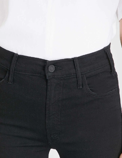 Mother Womens Not Guilty Hustler Ankle Fray Flared High-rise Jeans In Not Guilty (black)