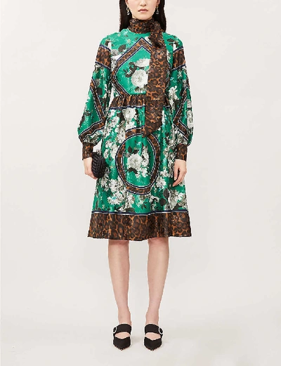 Shop Erdem Medina Floral-print Stretch-satin Dress