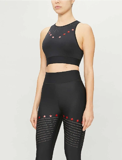 Shop Ultracor Altitude Star Stretch-jersey Crop Top In Nero Patent Rouge