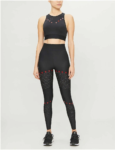 Shop Ultracor Altitude Star Stretch-jersey Crop Top In Nero Patent Rouge