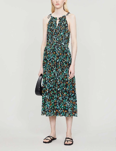 Shop Whistles Women's Multi-coloured Forest Floral-print Crepe Midi Dress