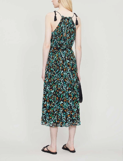 Shop Whistles Women's Multi-coloured Forest Floral-print Crepe Midi Dress