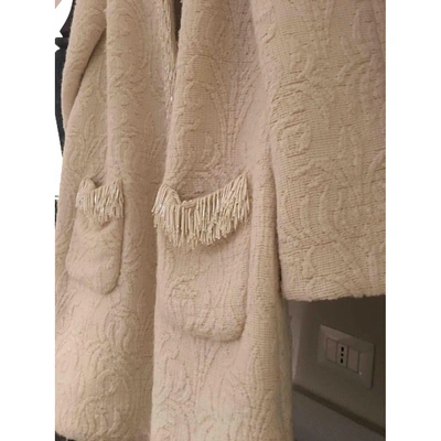 Pre-owned Hoss Intropia Wool Coat In White