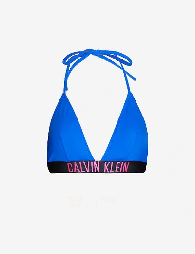 Calvin Klein Power Fixed Triangle Bikini Top In Ckb+surf+the+web | ModeSens