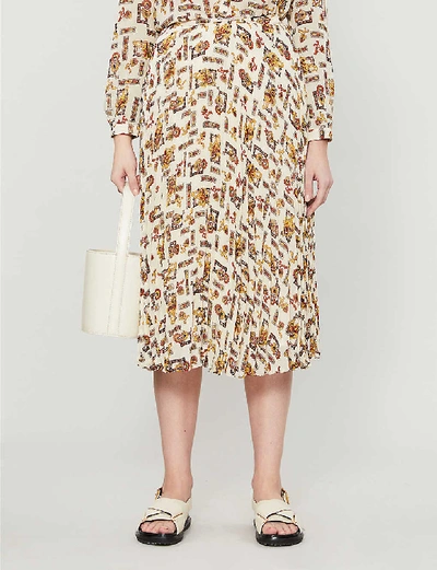 Shop Claudie Pierlot Severse Graphic-print Chiffon Midi Skirt