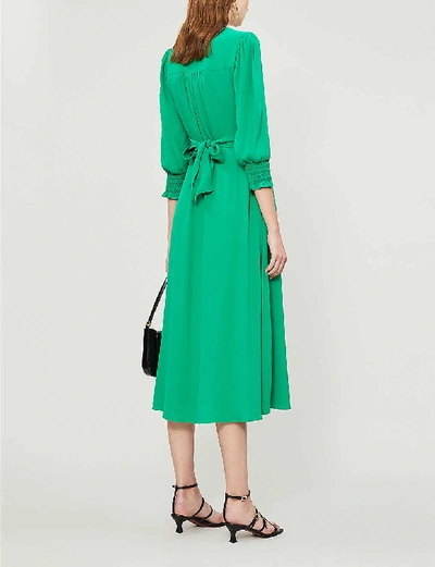 Shop Whistles Zenna Shirred Waist Crepe Dress In Green