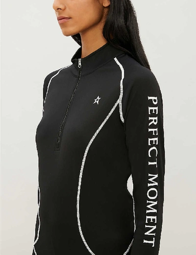 Shop Perfect Moment Half-zip Knitted Thermal Top In Black