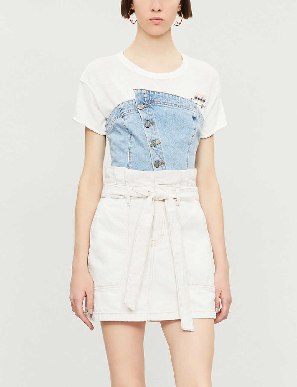 free people white jean skirt
