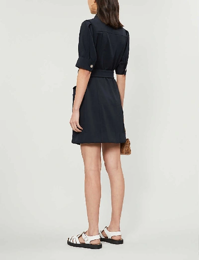 Shop Sandro Joody Woven Mini Dress In Navy Blue