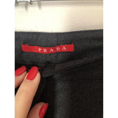 Pre-owned Prada Wool Straight Pants In Grey