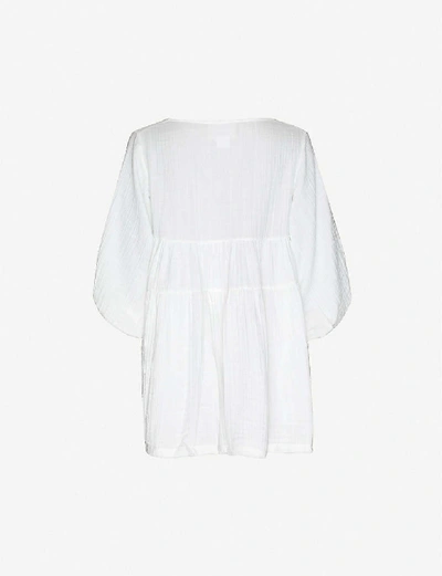 Shop Anaak Brigitte Ruffle-trim Cotton-muslin Mini Dress In White