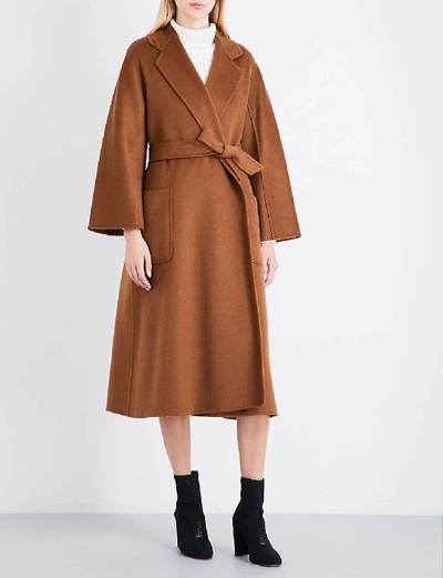 Shop Max Mara Labbro Relaxed-fit Cashmere Coat In Tabacco