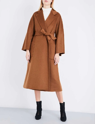 Shop Max Mara Labbro Relaxed-fit Cashmere Coat In Tabacco