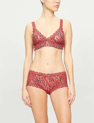 Shop Hanky Panky Prowl Adjustable Mesh Bralette In 893 Red Black