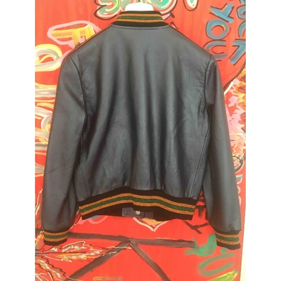 Pre-owned Coach Blue Leather Leather Jacket