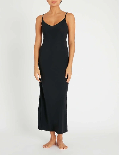 舀-颈部 超细纤维 马克西 滑 穿着