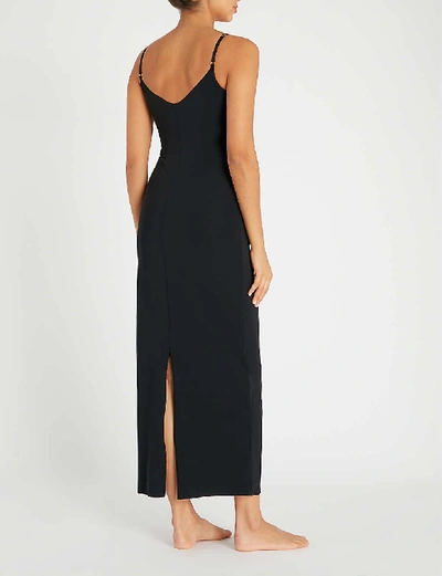 舀-颈部 超细纤维 马克西 滑 穿着