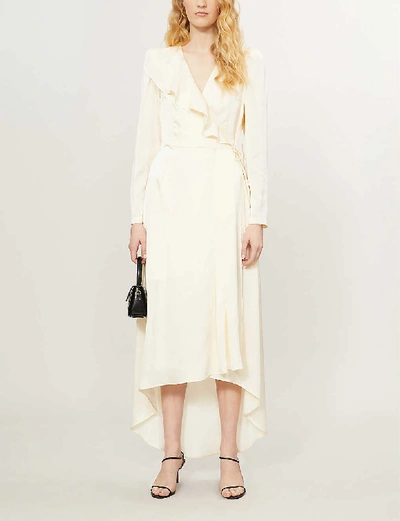 Shop Designers Remix Lauren Wrap-over Woven Maxi Dress In Cream