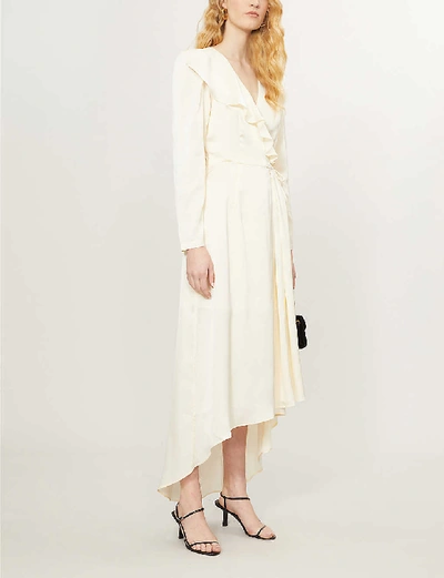 Shop Designers Remix Lauren Wrap-over Woven Maxi Dress In Cream