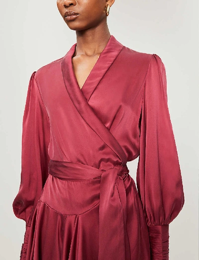 Shop Zimmermann Wrap-over Silk Mini Dress In Berry